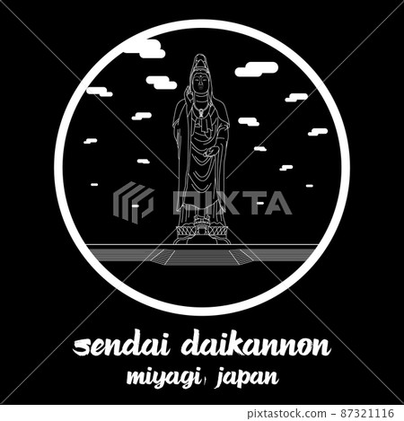 Circle Icon line Sendai Daikannon. vector illustration 87321116