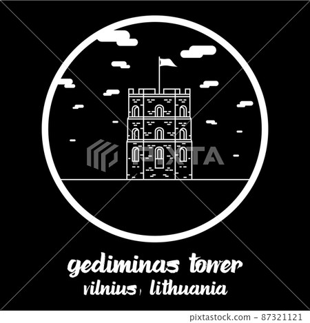 Circle Icon line Gediminas Tower. vector illustration 87321121