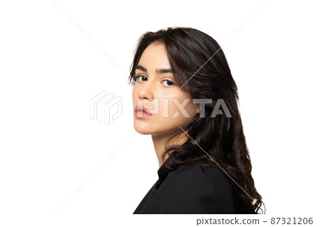 Close-up sad young ukrainian girl, student looking at camera isolated on white background. Concept of emotions, youth, peace, support Close-up sad young ukrainian girl, student looking at camera isolated on white background. Concept of emotions, youth, peace, support 87321206