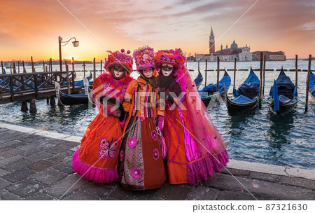 Colorful carnival masks at a traditional festival in Venice, Italy 87321630