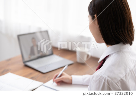 High school girls taking remote lessons High school girls taking remote lessons 87322010