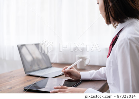上遠程課程的高中女生 上遠程課程的高中女生 87322014