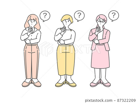 Adult female avatar set to think with hands 87322209