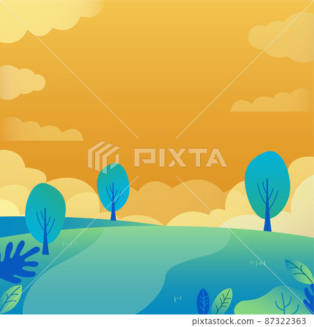 Vector illustration material of green hill, blue sky, landscape Vector illustration material of green hill, blue sky, landscape 87322363