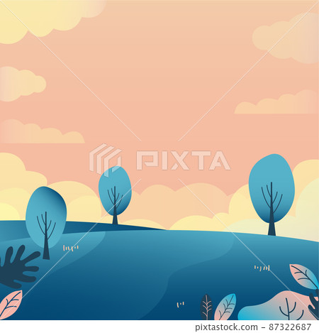 Vector illustration material of green hill, blue sky, landscape 87322687