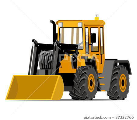 Wheel loader, bulldozer, front, illustration Wheel loader, bulldozer, front, illustration 87322760