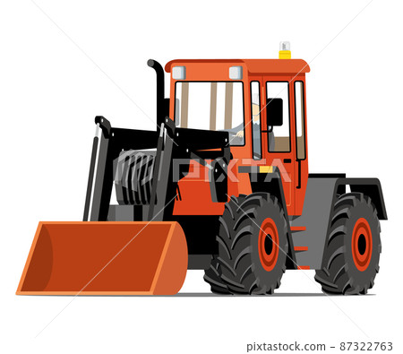 Wheel loader, bulldozer, front, illustration 87322763