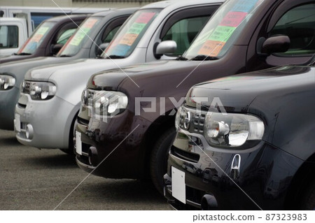 Cars lined up at dealers Nissan Cube 87323983
