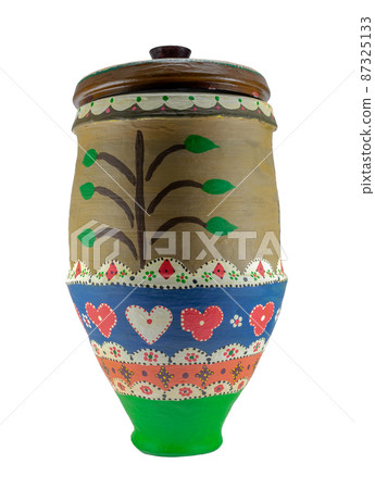 Colorful Egyptian handcrafted decorated artistic pottery jar Colorful Egyptian handcrafted decorated artistic pottery jar 87325133
