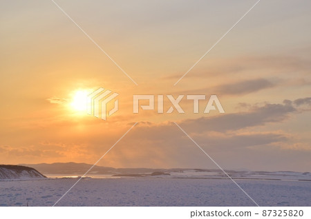 Sunset and drift ice at Notoro Misaki Hokkaido Sunset and drift ice at Notoro Misaki Hokkaido 87325820