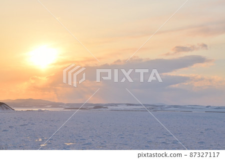 Sunset and drift ice at Notoro Misaki Hokkaido Sunset and drift ice at Notoro Misaki Hokkaido 87327117