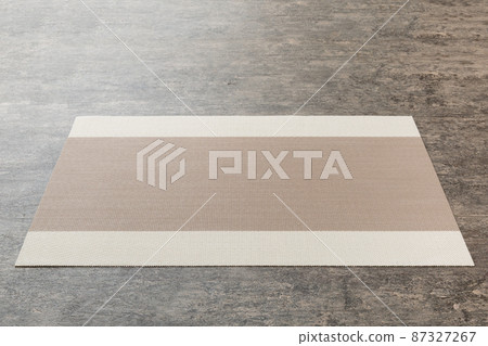 Perspective view of brown tablecloth for food on cement background. Empty space for your design 87327267