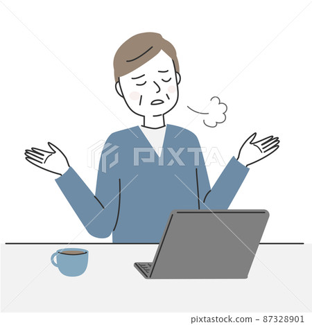 Sighing man and laptop 87328901