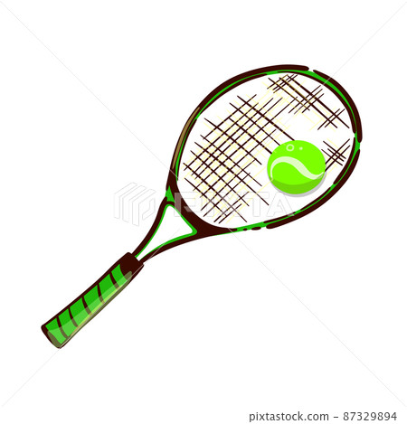 Tennis racket with a ball. Vector illustration 87329894