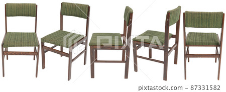 Model of wooden old chair from Poland with several sides. Soft seat and back. 87331582