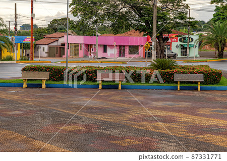concrete benches in a square 87331771