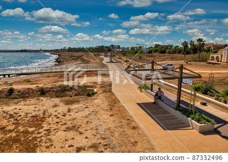 Pedestrian promenade in the resort Ayia Napa. Cyprus. 87332496
