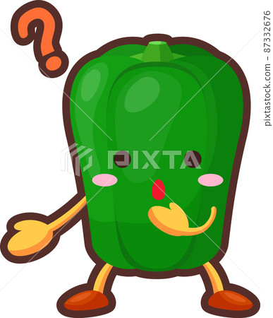 一個有著神秘面孔的可愛甜椒角色的插圖 87332676