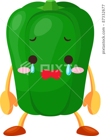 流淚的可愛甜椒角色的插圖 87332677