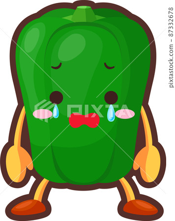 流淚的可愛甜椒角色的插圖 87332678