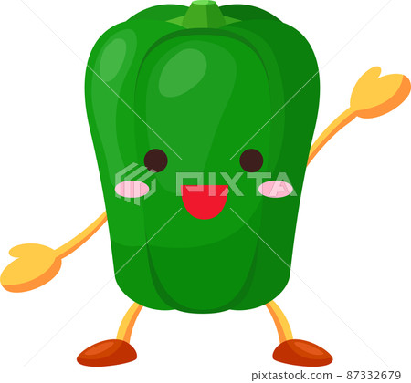 一個可愛的甜椒角色舉手的插圖 一個可愛的甜椒角色舉手的插圖 87332679