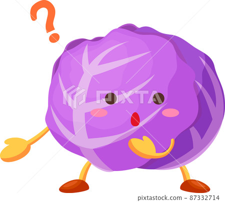 一個可愛的紫色捲心菜角色與一張神秘面孔的插圖 一個可愛的紫色捲心菜角色與一張神秘面孔的插圖 87332714