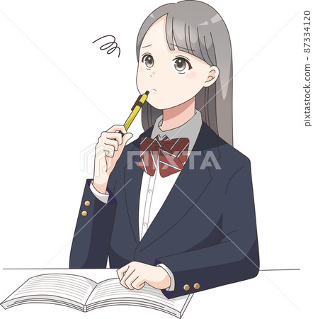 Blazer ribbon, a female student who is confused even when studying Blazer ribbon, a female student who is confused even when studying 87334120