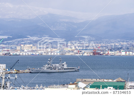 Hakodate Port seen from Kozaka in winter, Hakodate City, Hokkaido Hakodate Port seen from Kozaka in winter, Hakodate City, Hokkaido 87334653