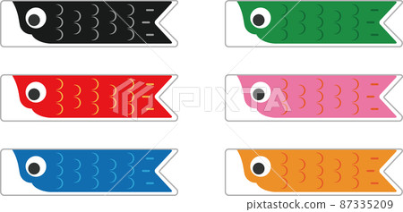 Deformed carp streamer icon set Deformed carp streamer icon set 87335209