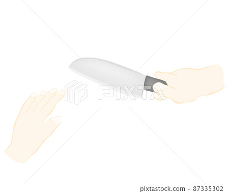 Cooking illustration cut with a kitchen knife Cooking illustration cut with a kitchen knife 87335302