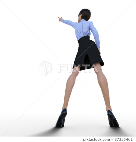 Female employee pointing to the sky perming3DCG illustration material Female employee pointing to the sky perming3DCG illustration material 87335461