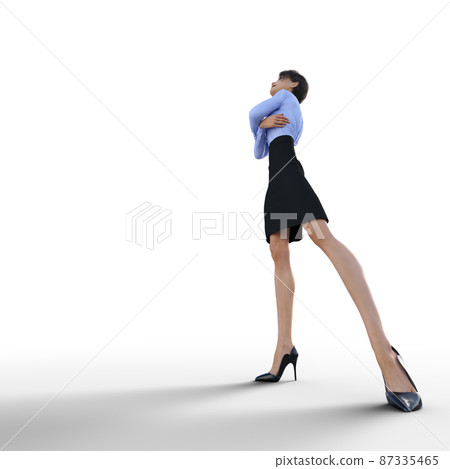 Female employee aiming for the top perming 3DCG illustration material 87335465