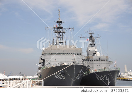 Yokohama Osanbashi Pier and Self Defense Ship 87335871