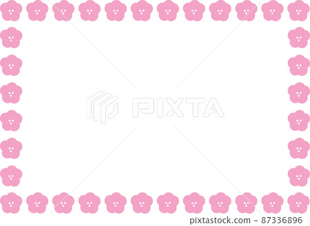 Frame illustration with lots of pink plum blossoms Frame illustration with lots of pink plum blossoms 87336896