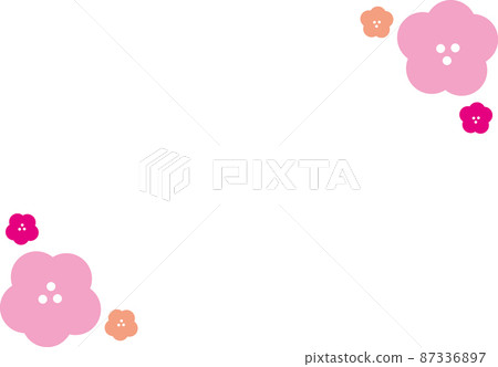 Frame illustration with three-color plum motifs Frame illustration with three-color plum motifs 87336897