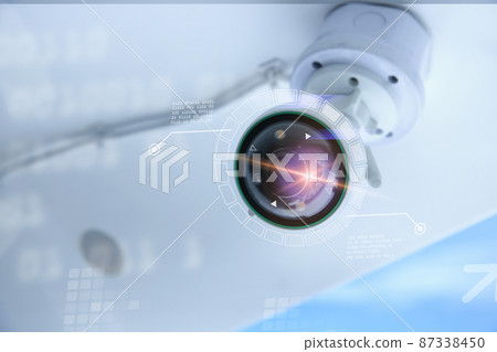 Close up of CCTV camera over defocused background. 87338450