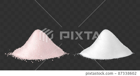 Pink and white natural sea salt piles 87338602