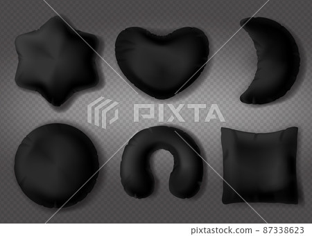 Black pillows different shapes set isolated mockup Black pillows different shapes set isolated mockup 87338623