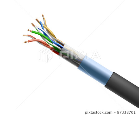 Twisted cable isolated on white background, icon 87338701