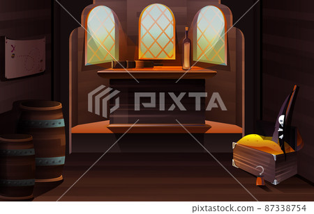 Interior of captain cabin on pirate ship 87338754