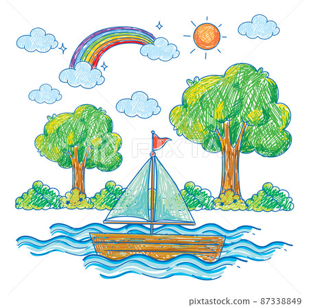 A doodle sketch design with colour A doodle sketch design with colour 87338849