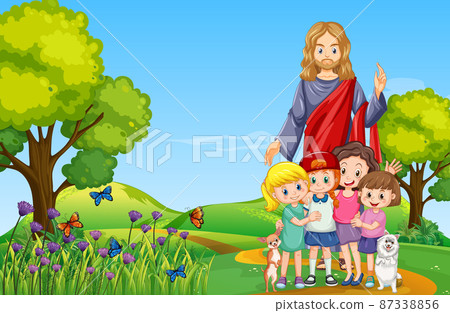 Jesus and children at the park 87338856