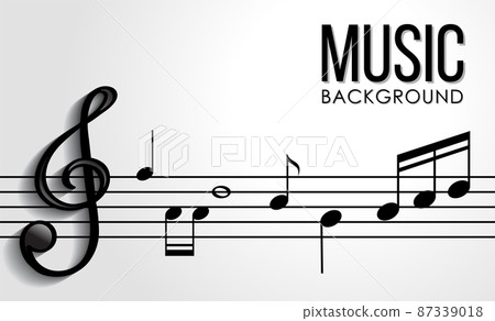 Font design for word music with music notes on white background Font design for word music with music notes on white background 87339018