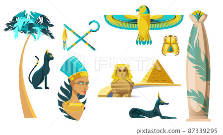 Vector icons of ancient Egypt symbols Vector icons of ancient Egypt symbols 87339295