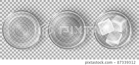 Top view of empty and full of water glasses Top view of empty and full of water glasses 87339312