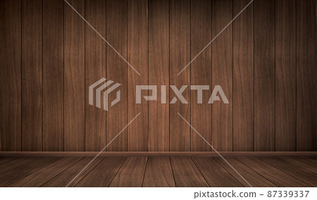 Realistic empty interior of wooden room 87339337