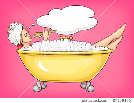 Young woman singing in bathtub 87339360