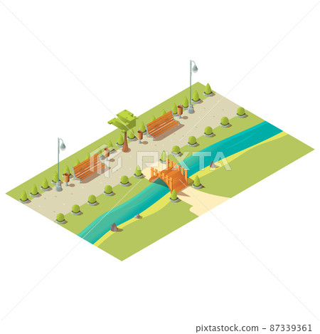 Isometric 3d city park low poly design element Isometric 3d city park low poly design element 87339361