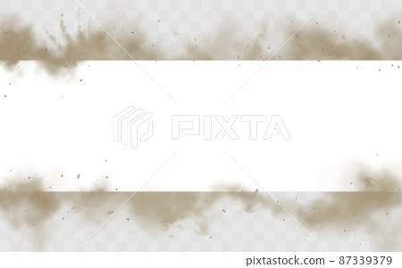 Smoke empty banner mock up, dirty smog border 87339379