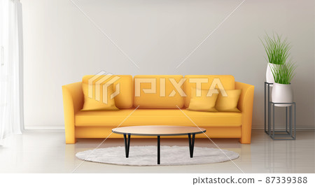 Modern interior with yellow sofa 87339388